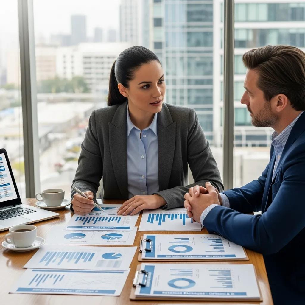 Two professionals reviewing retainer options — choosing the right plan