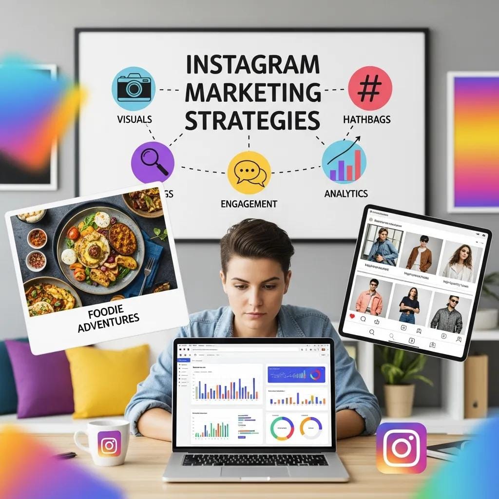 Creative team outlining Instagram content pillars and scheduling